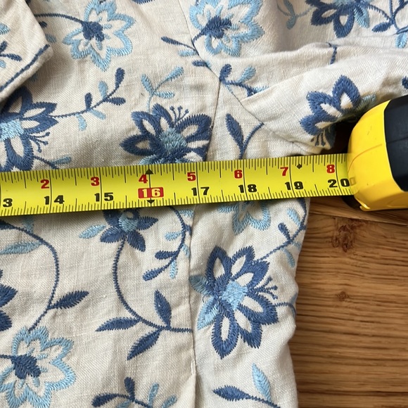 J Jill 100% Linen Floral Embroidered Jacket / Blazer.  Size Petite Small. - Picture 13 of 15
